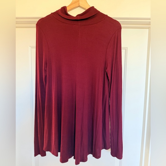Deletta Burgundy Cowel Neck Top - Picture 2 of 5
